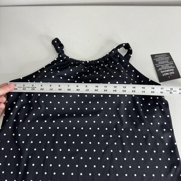 SwimsuitsForAll Swimwear High Neck Tankini Top Womens 16 Black Polka Dot Resort - Picture 11 of 14